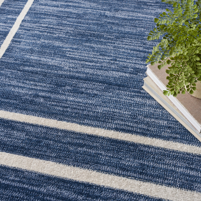 Nourison Essentials Navy Ivory Indoor/Outdoor Area Rug, Rectangle 8' x 10'
