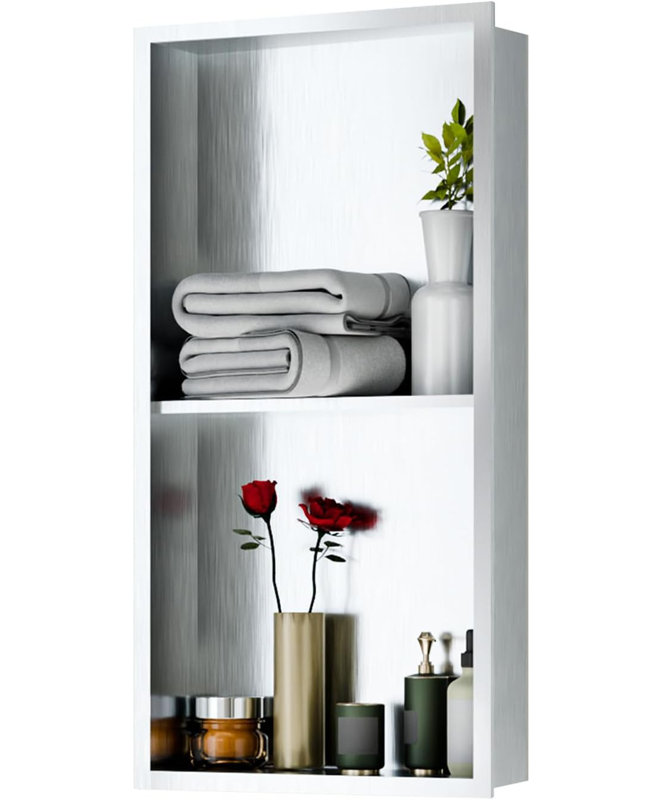Niche de douche en acier inoxydable 304 | Rangement mural pour salle de bain