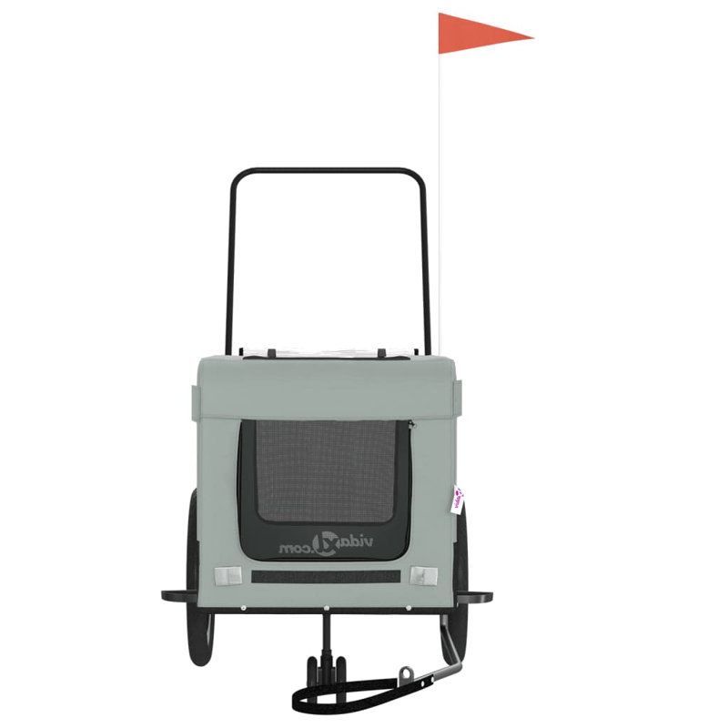 Foldable Pet Bike Trailer, Grey/Black, 66cm H x 63cm W x 123cm D