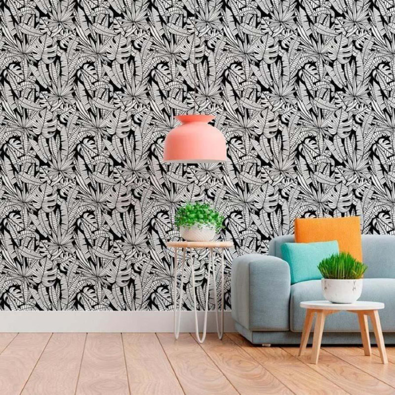 Rouleau de papier peint adhésif Seabolt, Blanc / noir, L 126 po x l 24 po