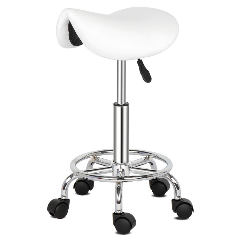 Ascalon Swivel Upholstered Adjustable Height Counter Stool, White