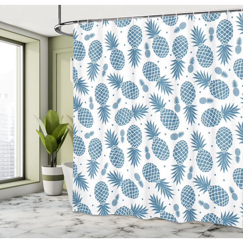Ensemble de rideau de douche et de crochets ananas, H 69 po x l 105 po