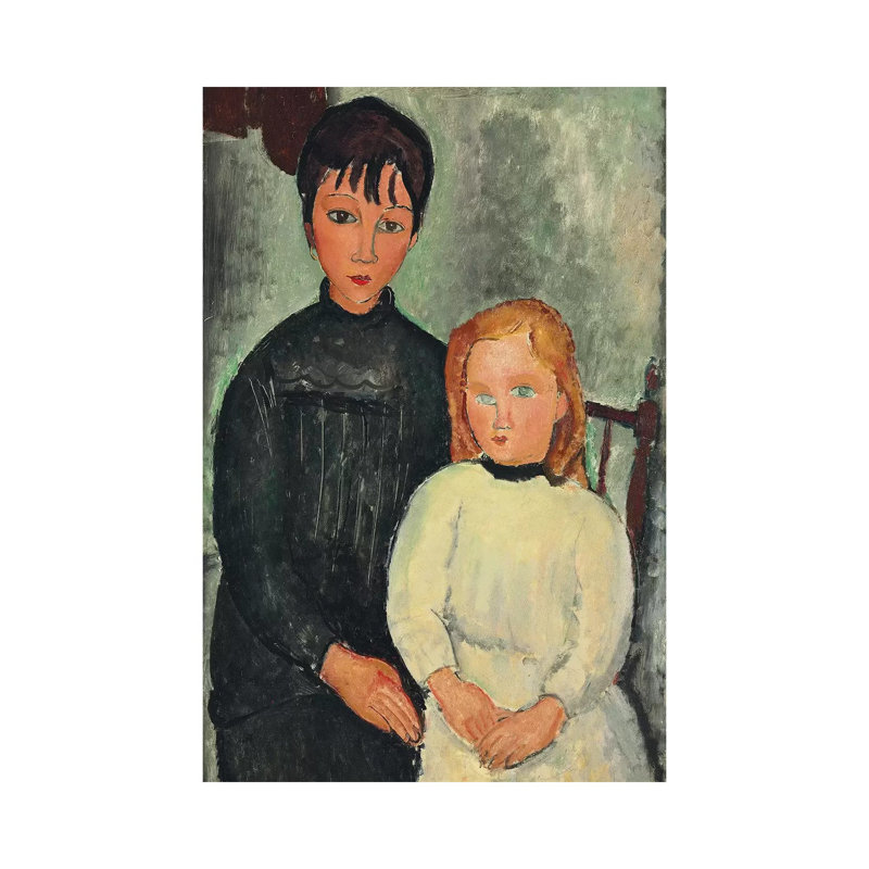 Two Girls, 1918 by Amedeo Modigliani - Wrapped Canvas Painting, 45.72cm H x 30.48cm W x 1.905cm D