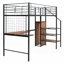 Lit mezzanine simple en métal avec bureau et grille en métal - Aucun sommier requis, robuste et peu encombrant-365985300-365985301