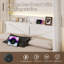 Lit à baldaquin avec lumières DEL et rangement pour tête de lit, cadre de lit de grange, cadre de lit avec lumières DEL, lit avec station de charge, aucun sommier nécessaire, assemblage facile-381841489-381841491