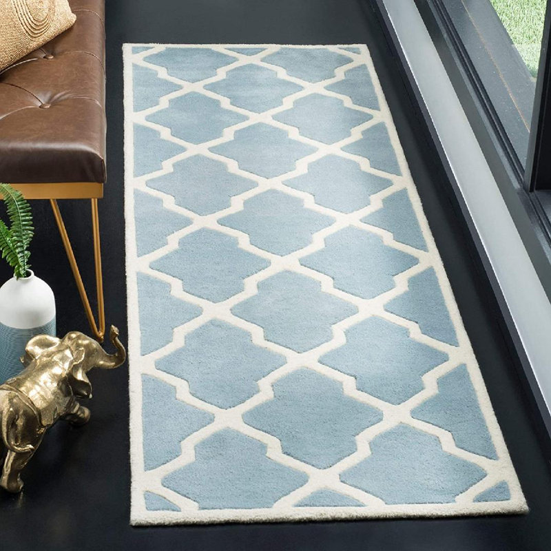 Tapis en laine touffeté à la main Osasere, Tapis de couloir 2 pi 3 po x 7 pi