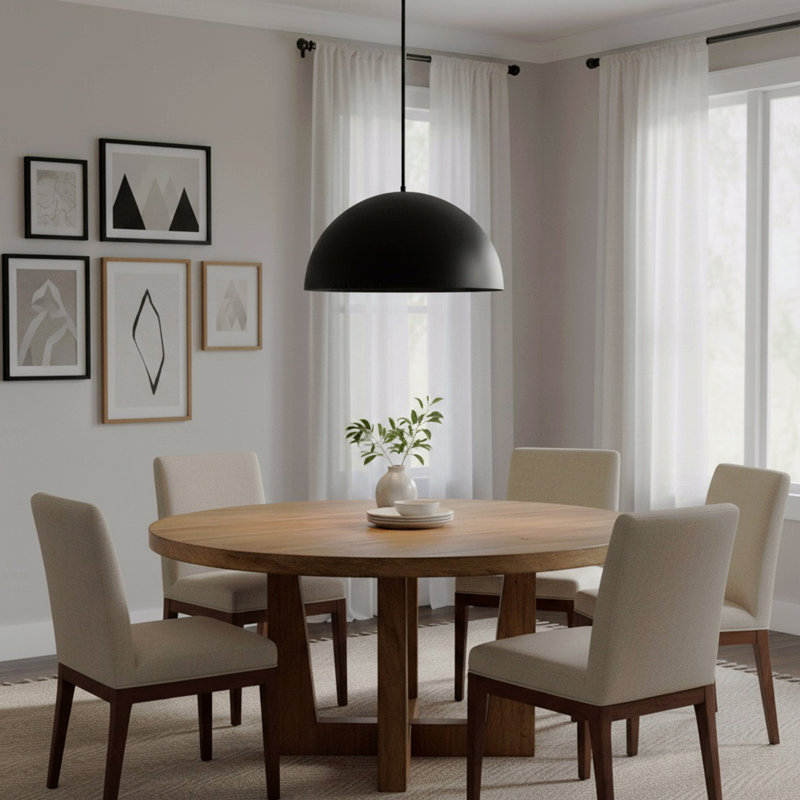 Luminaire suspendu 24 pouces de diamètre intégré à finition noire