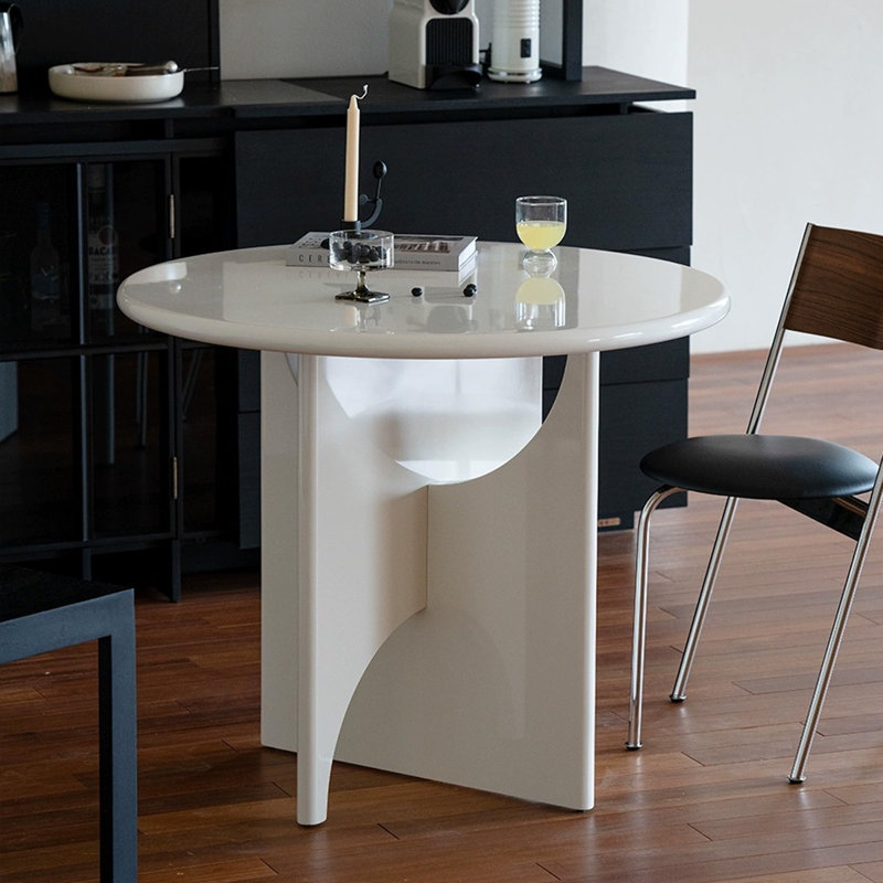 White Round Solid Wood Dining table
