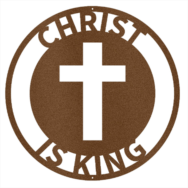 Scripture Walls Christ is King Plaque en acier découpée au laser thermolaquée pour la maison et le bureau Décoration murale en métal Plusieurs tailles et couleurs