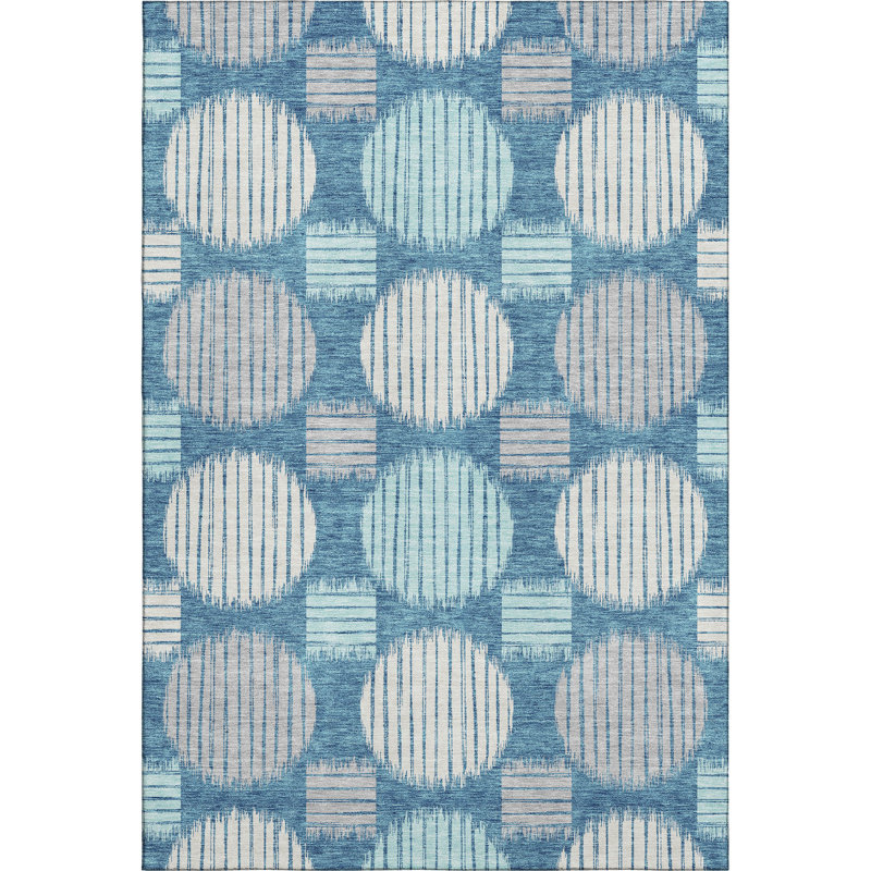 Premium Machine Washable Prisco Teal Rug, Rectangle 5' x 7'6"