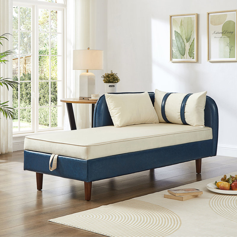 Canapé avec rangement, Beige / bleu