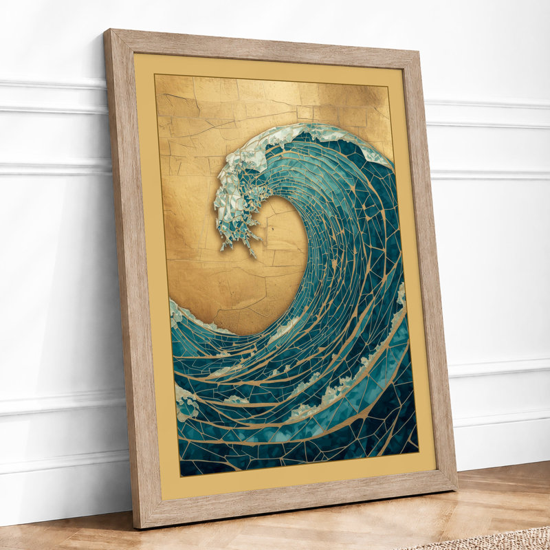Cresting Wave Coastal - Framed Print, Oak, A4 - 29.7 x 21.0 cm