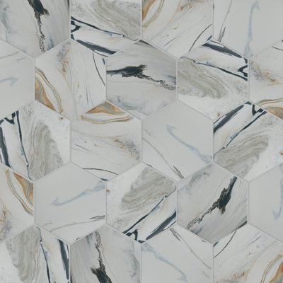 Marmaris Hex 9" x 10" Porcelain Marble Look Wall & Floor Tile
