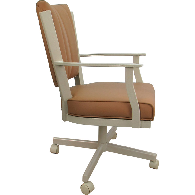 Leather Dining Caster Chair Swivel Tilt, Brown, Beige