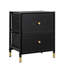 Commode pour chambre à coucher, commode avec 2 tiroirs en cuir PU, tour de rangement avec bacs en tissu, commode double, commode pour placard, salon, couloir, noir