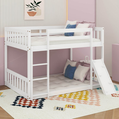 Lit superposé simple au-dessus d'un lit simple, lit superposé au sol avec rampe d'escalade Playhouse