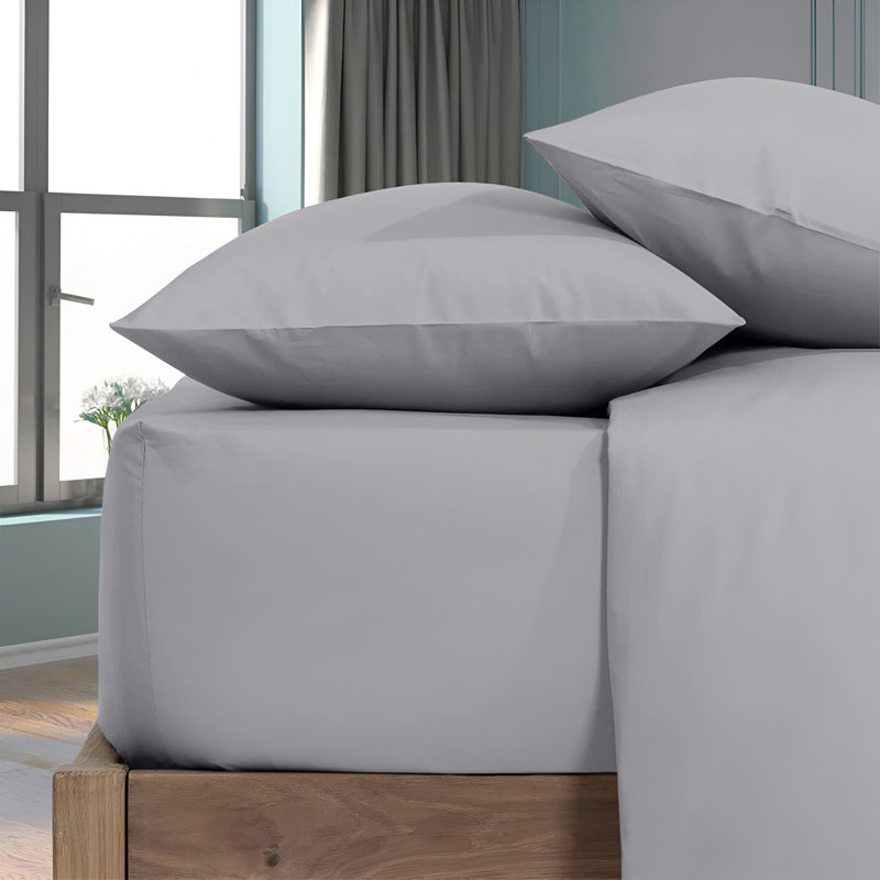 Microfiber Brushed Fitted Sheet, Silver, Kingsize (5')