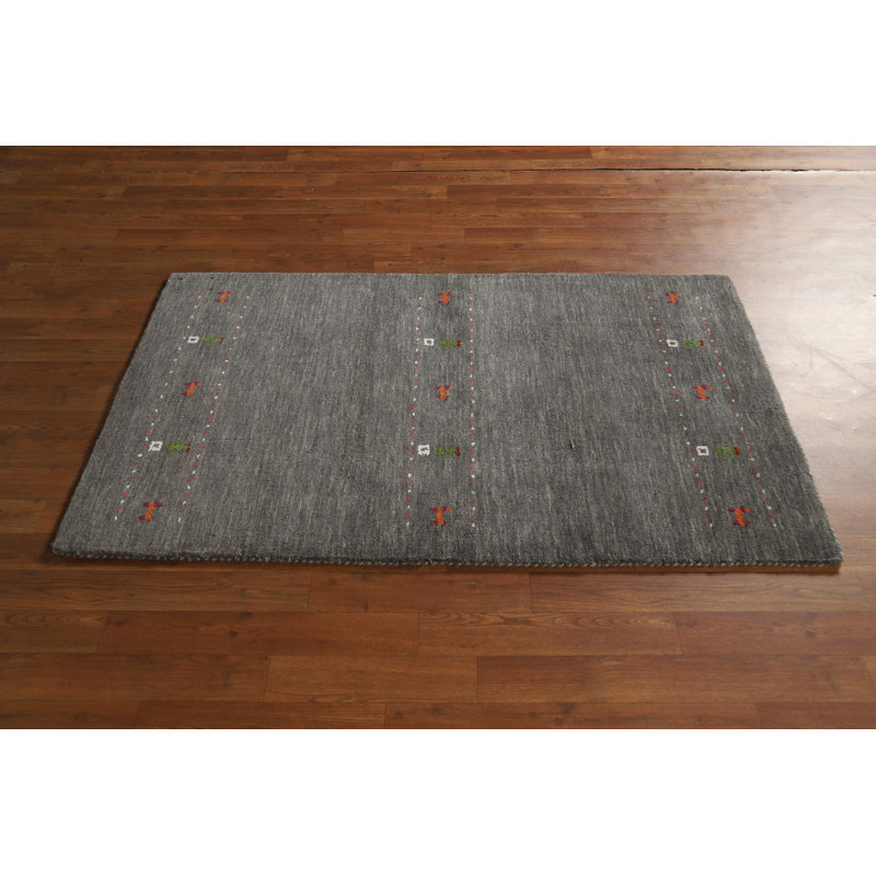 Handmade Wool Gabbeh Style Indian Accent Rug 3x5