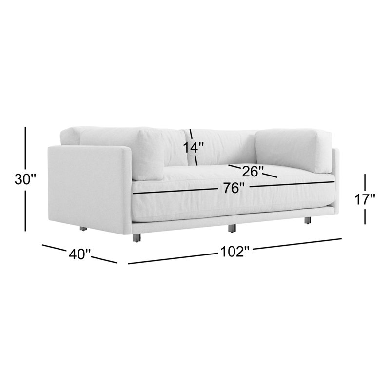 Sunday Sofa, Camel Velvet Polyester Blend, 30" H x 102" W x 40" D
