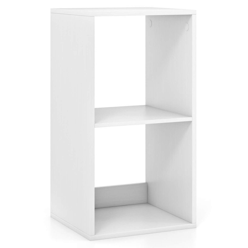 2-cube Bookcase Open Back Bookshelf With Anti-tip Kit Modern Style Organizer, (2 Shelves) 27.5"H x 14"W x 13"D