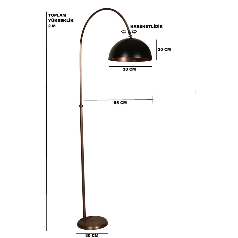 Tadeo 200cm Chrome Black Arched Floor Lamp