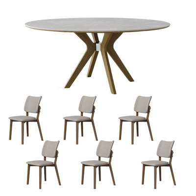 Simple rock plate dining table and chair set