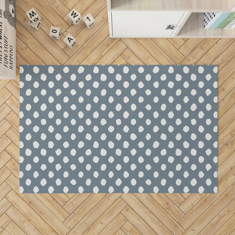 Large Dot Kids Play Mat, Blue, Rectangle 24" x 36"