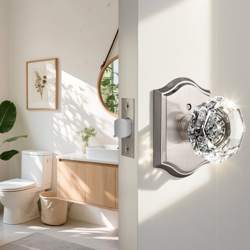 Crystal Door Knobs, Satin Nickel, Privacy (Bed & Bath)