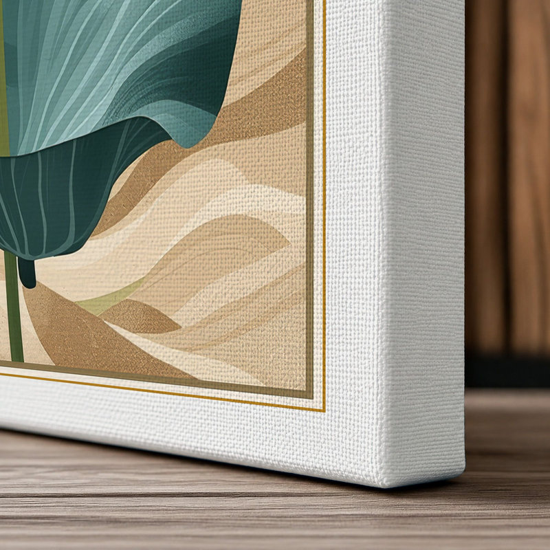 Lotus in Bloom Botanical - Wrapped Canvas, 30x20 - 76.2 x 50.8 cm, White Border