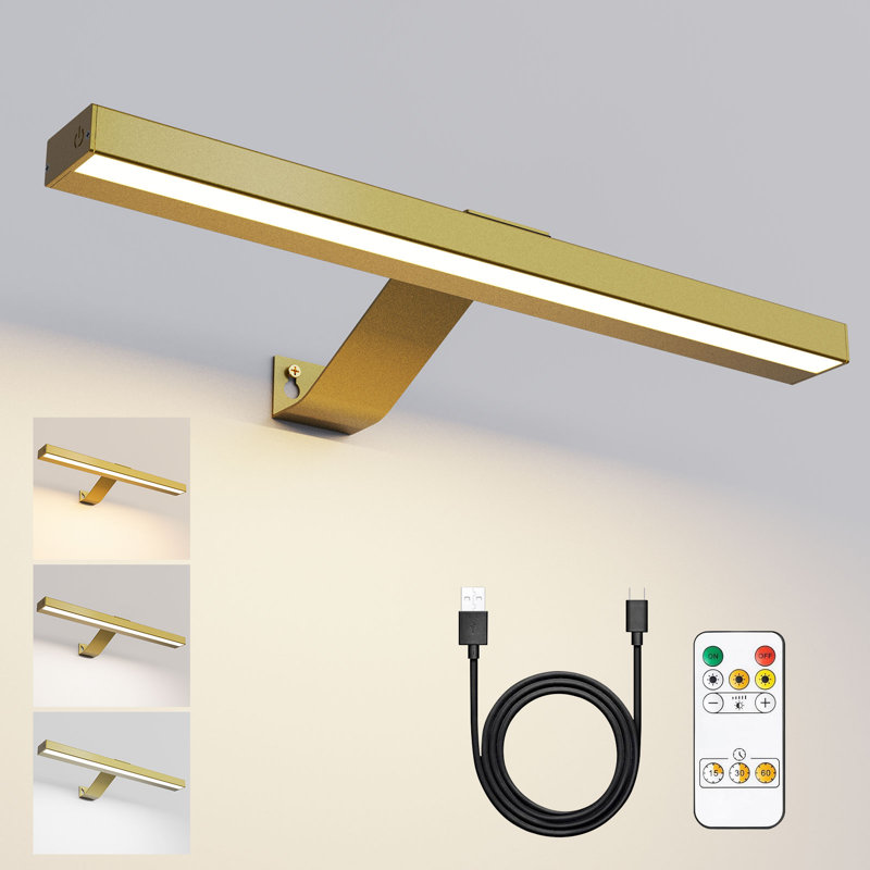 Syeeda Battery Powered Dimmable LED Wall Mount Picture Light with Remote, Gold