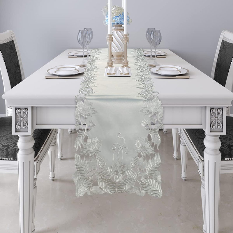 Lace Table Runner with Elegant Cutwork Embroidery for Dining Table and Vintage Christmas Decor