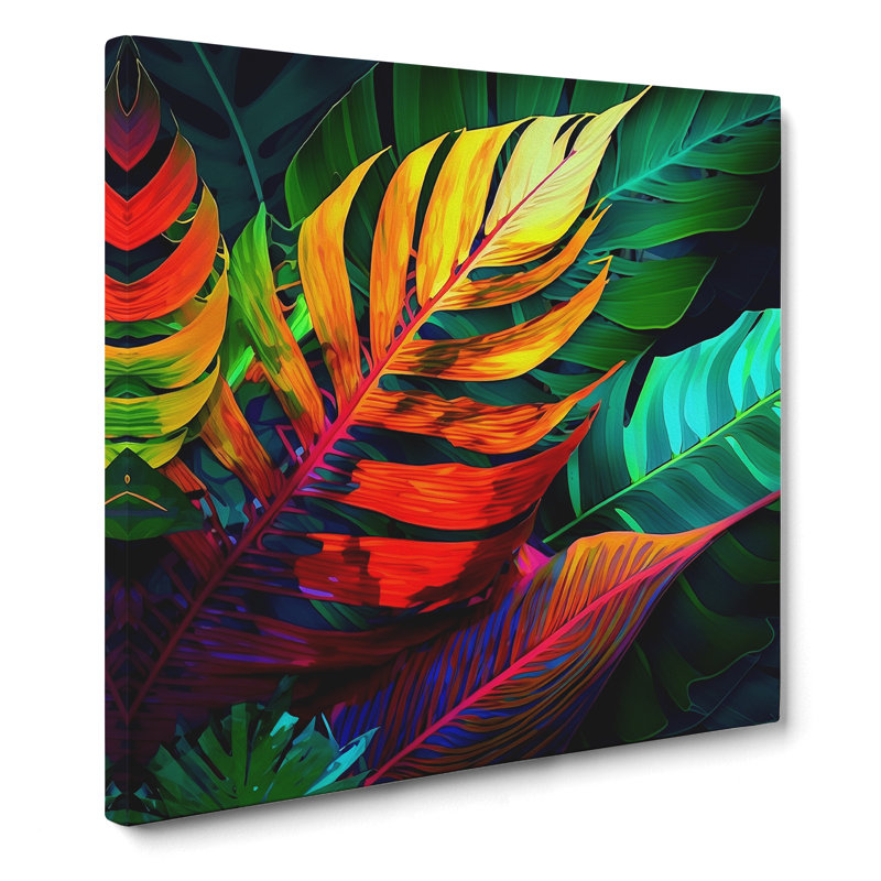 Tropical Leaf Abstract Expressionism No.1 - Wrapped Canvas