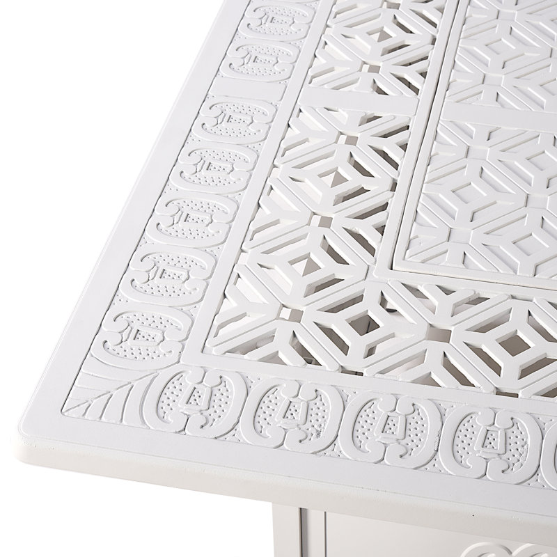 Emmylou Square Aluminum Propane Smokeless Fire Pit Table with Hidden Fuel Tank, White