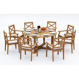 4 Seats 5 Pcs Grade-A Teak Wood Dining Set: 60" Round Table And 4 Granada Stacking Arm Chairs #11GR1204