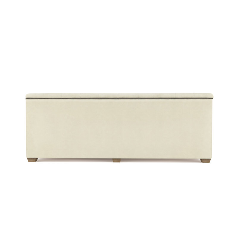 Velvet Sofa, Alabaster Genuine Leather, 96"