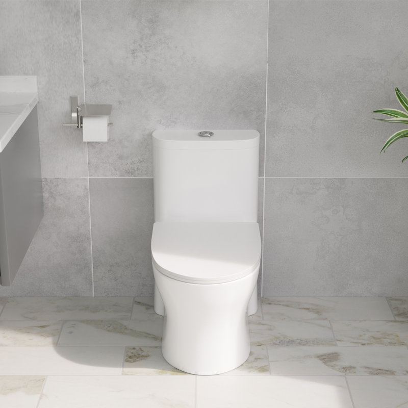 18" Comfort Height Standard Dual-Flush Modern Elongated One-Piece Toilet with Glazed Surface(Soft Close Seat lncluded)