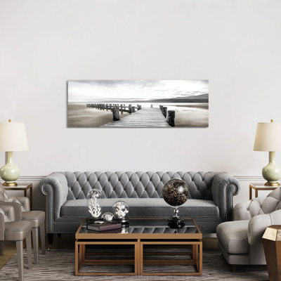 Misty Morning Dock by Mike Calascibetta - Wrapped Canvas Panoramic Gallery-Wrapped Canvas Giclée