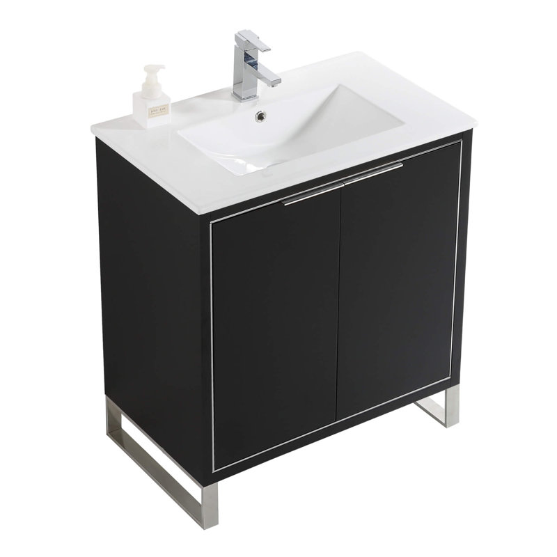 30'' Single Bathroom Vanity Set, Chrome, Matte Black