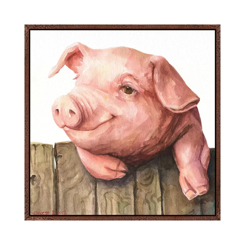 Little Piggy White Background by George Dyachenko - Painting on Canvas, 66.04cm H x 66.04cm W x 3.81cm D
