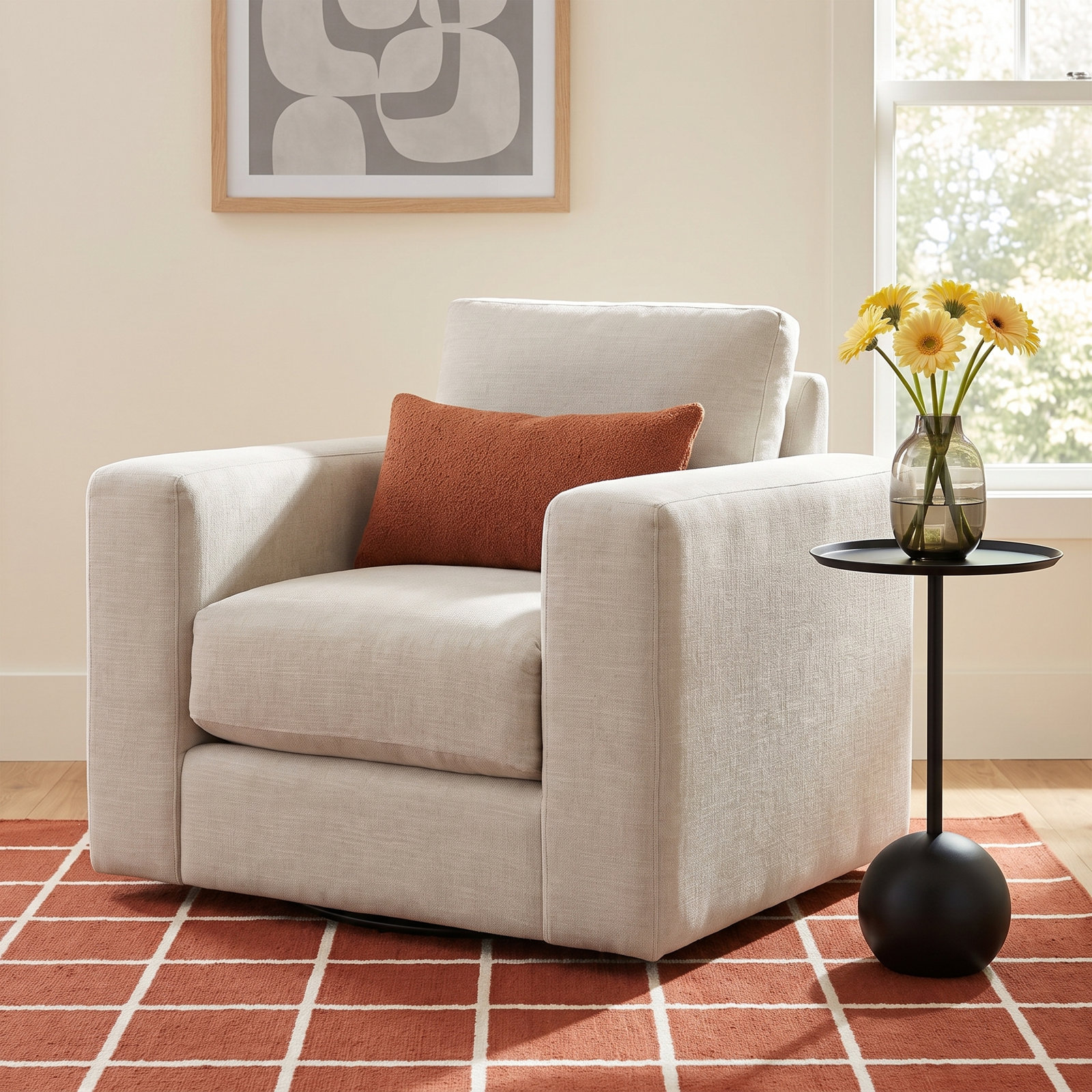 Drew Upholstered Swivel Armchair