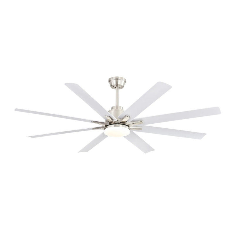 66 Inch Large Ceiling Fan With Dimmable Led Light 8 ABS Blades Smart Remote Control Reversible DC Motor For Living Room
