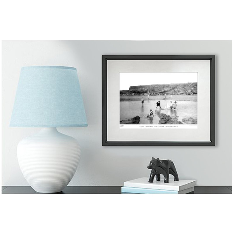 Bude, Children Playing On The Beach 1926 - Single Picture Frame Print on Wood, 45cm H x 60cm W x 2.3cm D
