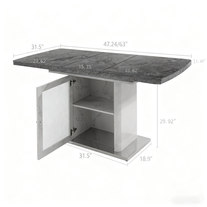 Table de salle à manger moderne, Blanc