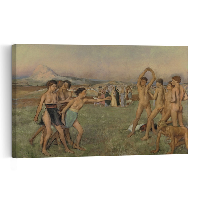 Jeunes Spartiates s'entraînant, vers 1860. Estampe d'art mural contemporaine abstraite impressionniste représentant un paysage.