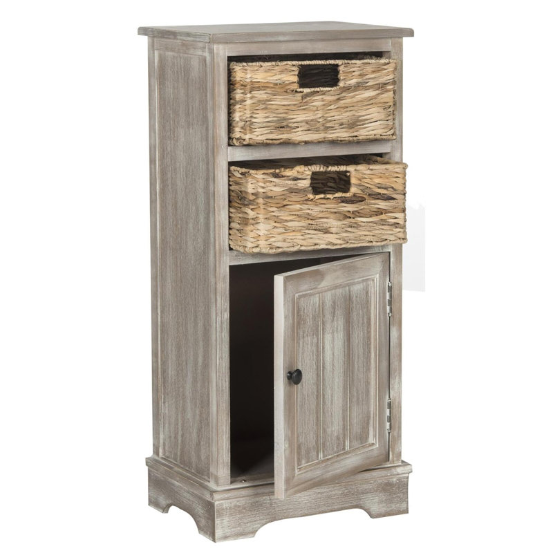 Wood Storage Cabinet, White Washed