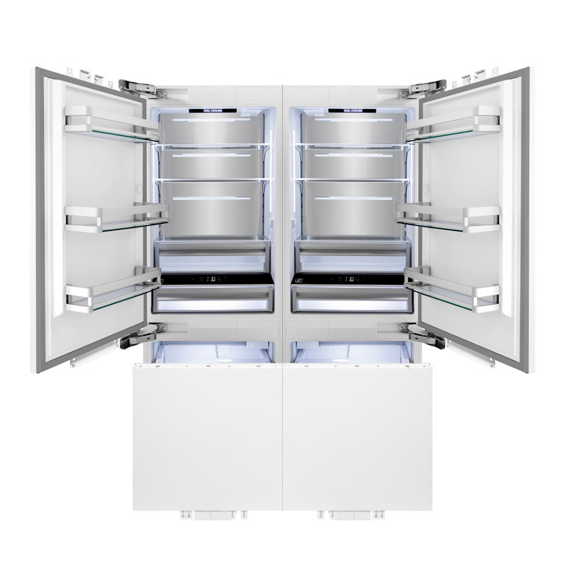 ZLINE 60 in. Panel Ready Built-In Refrigerator with Water Dispensers and Ice Makers, Bronze