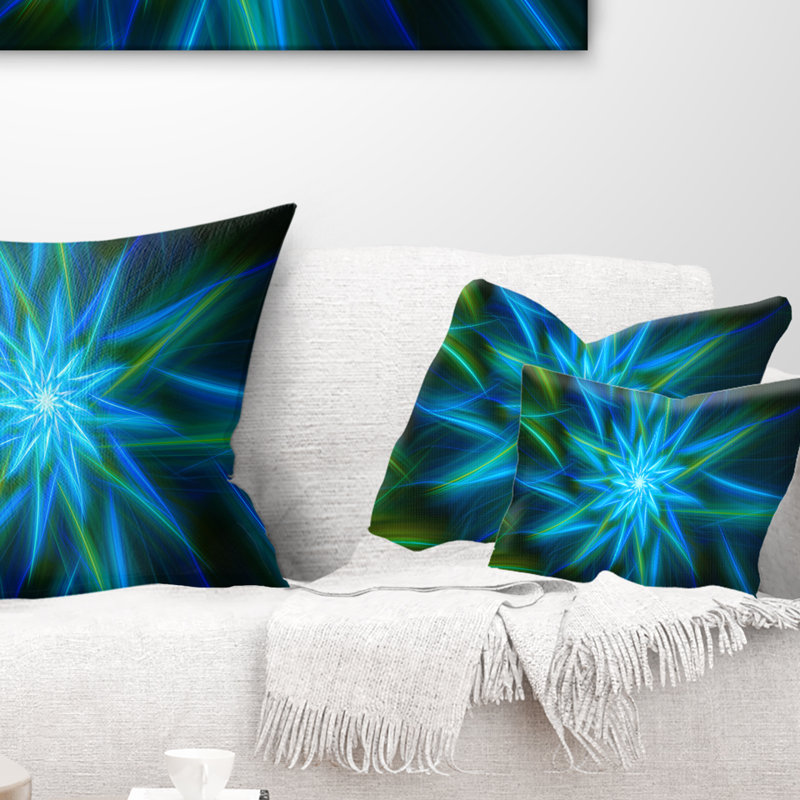 Coussin lombaire floral à fleurs exotiques, Turquoise