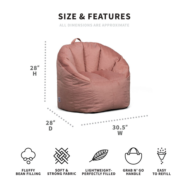 Standard Bean Bag Chair, Desert Rose 100% Polyester, Milano