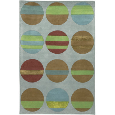 Tapis géométrique en laine et en soie artificielle à motif géométrique et touffeté à la main Christasia