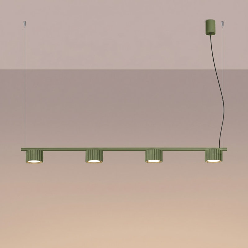 Chandelier AURA 4 white Gx53, Olive Green